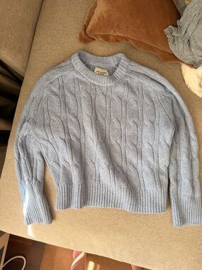 Abercrombie & Fitch Light Blue Cable Knit Crewneck Sweater
